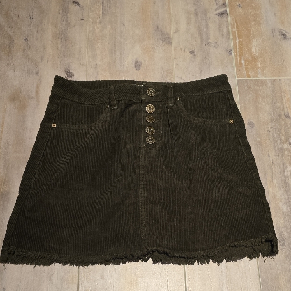 Indigo Rein Dark Green Corduroy Mini Skirt